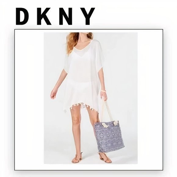 Dkny Women's swim Cover-up White L/XL - Picture 2 of 7